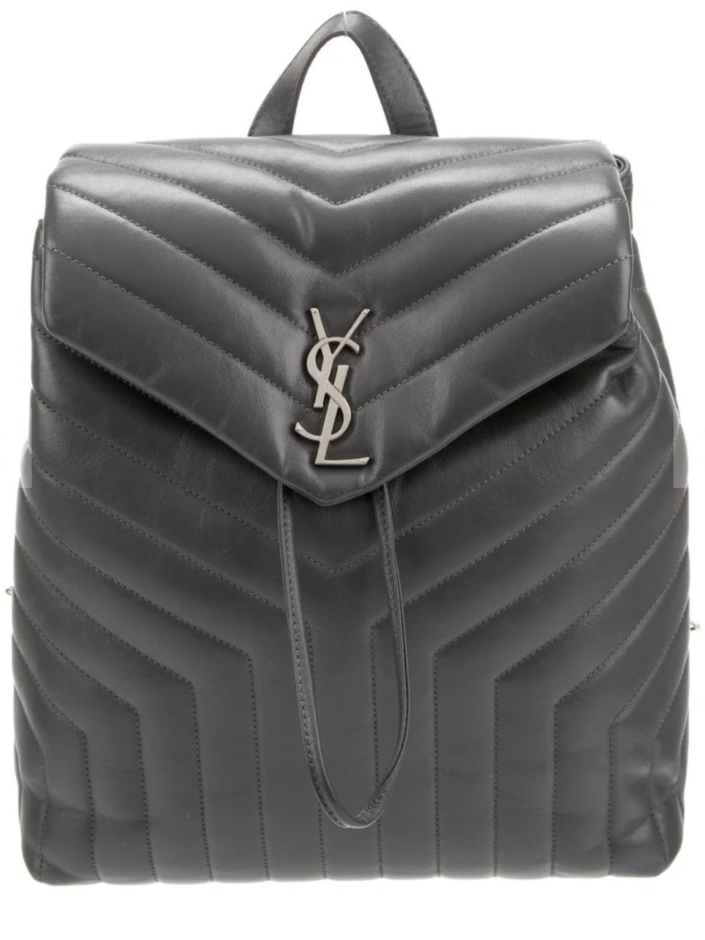 Authentic Saint Laurent Gray Medium Chevron Leather Backpack